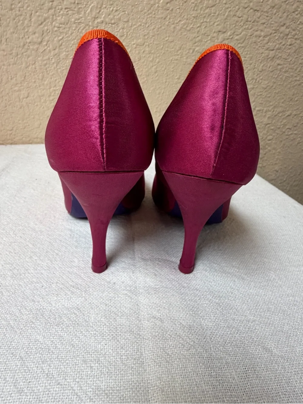 4/$20 Poetic License Peep-Toe Heels in Magenta and Orange